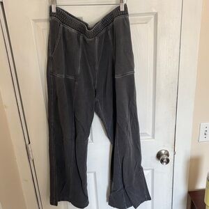 Aerie Wide Leg Pants in Dark Gray